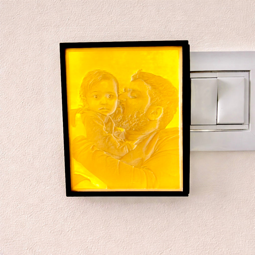 Custom Lithophane Photo Frame – 3D Printed Personalized Photo Lamp (Direct Plug)