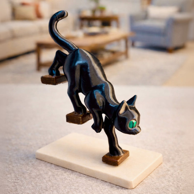 Midnight Prowler – Modern Black Cat Sculpture