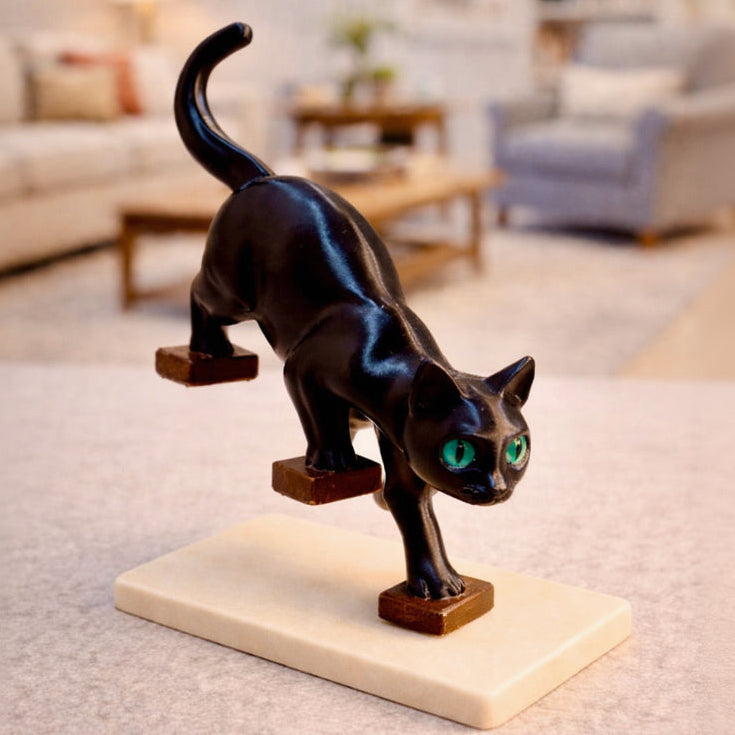 Midnight Prowler – Modern Black Cat Sculpture