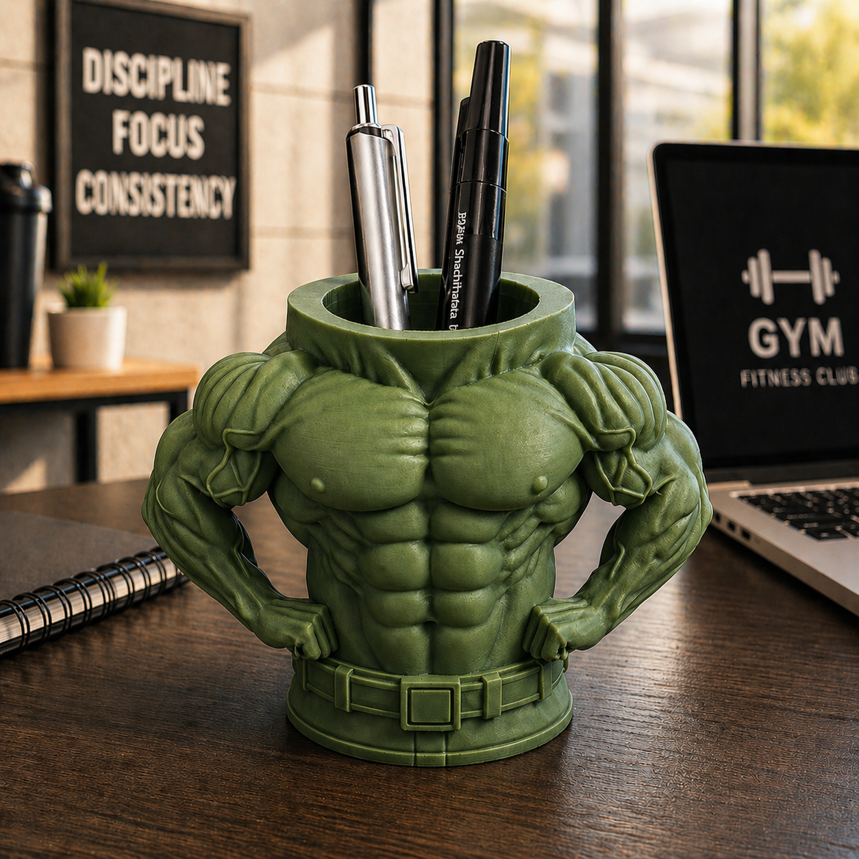 Male Bodybuilder Style Pen Holder Desk Organizer