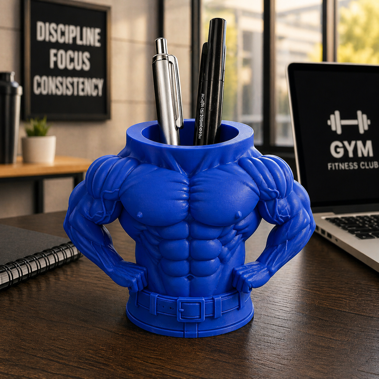 Male Bodybuilder Style Pen Holder Desk Organizer