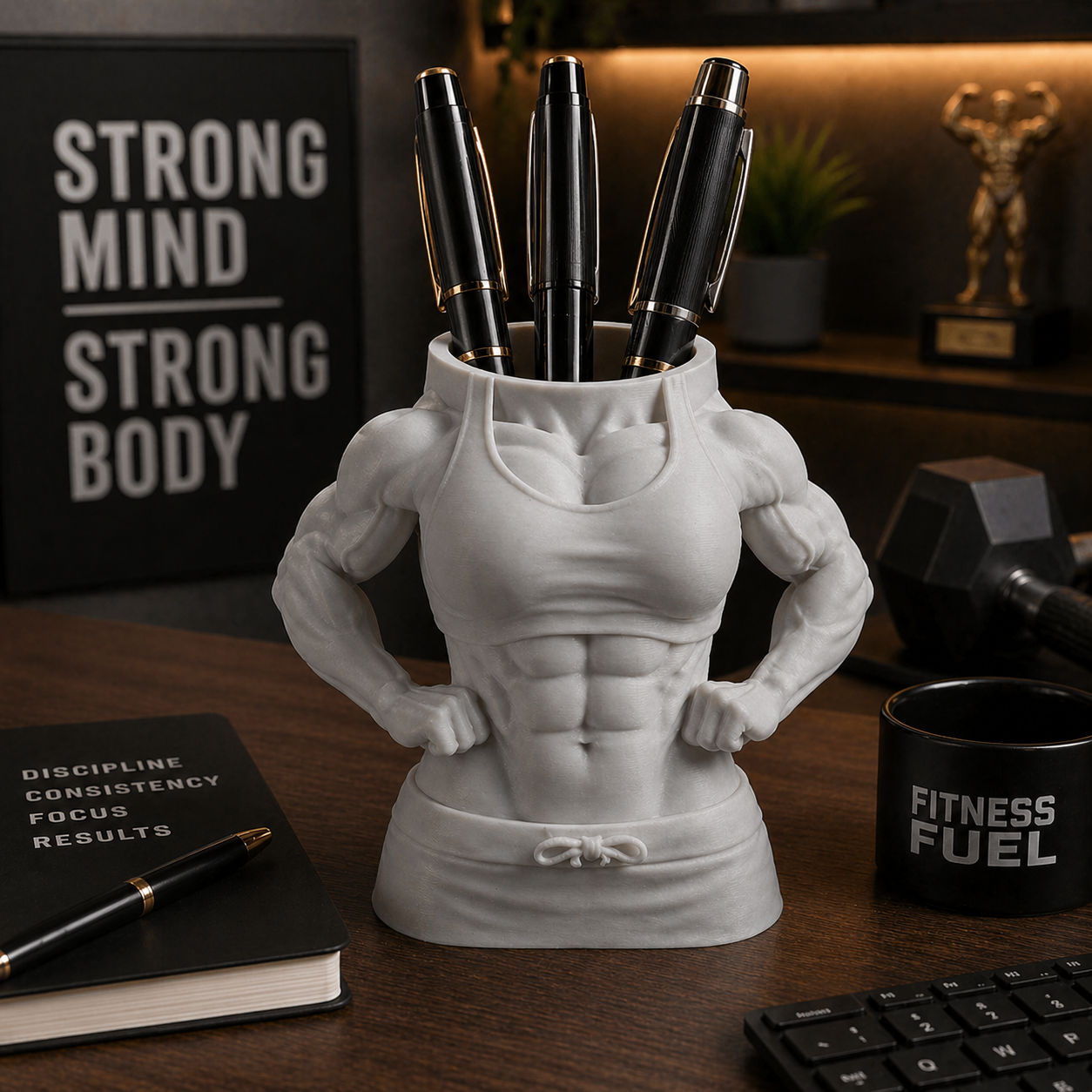 Female Bodybuilder Style Pen Holder Desk Organizer