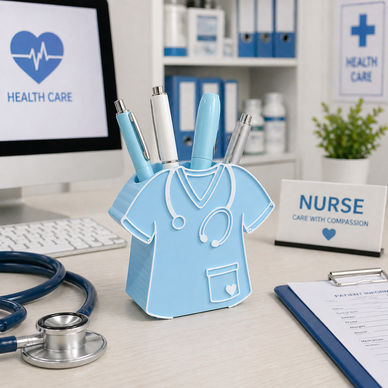 Nurse Scrub Pen Holder – Cute Desk Organizer for Healthcare Professionals
