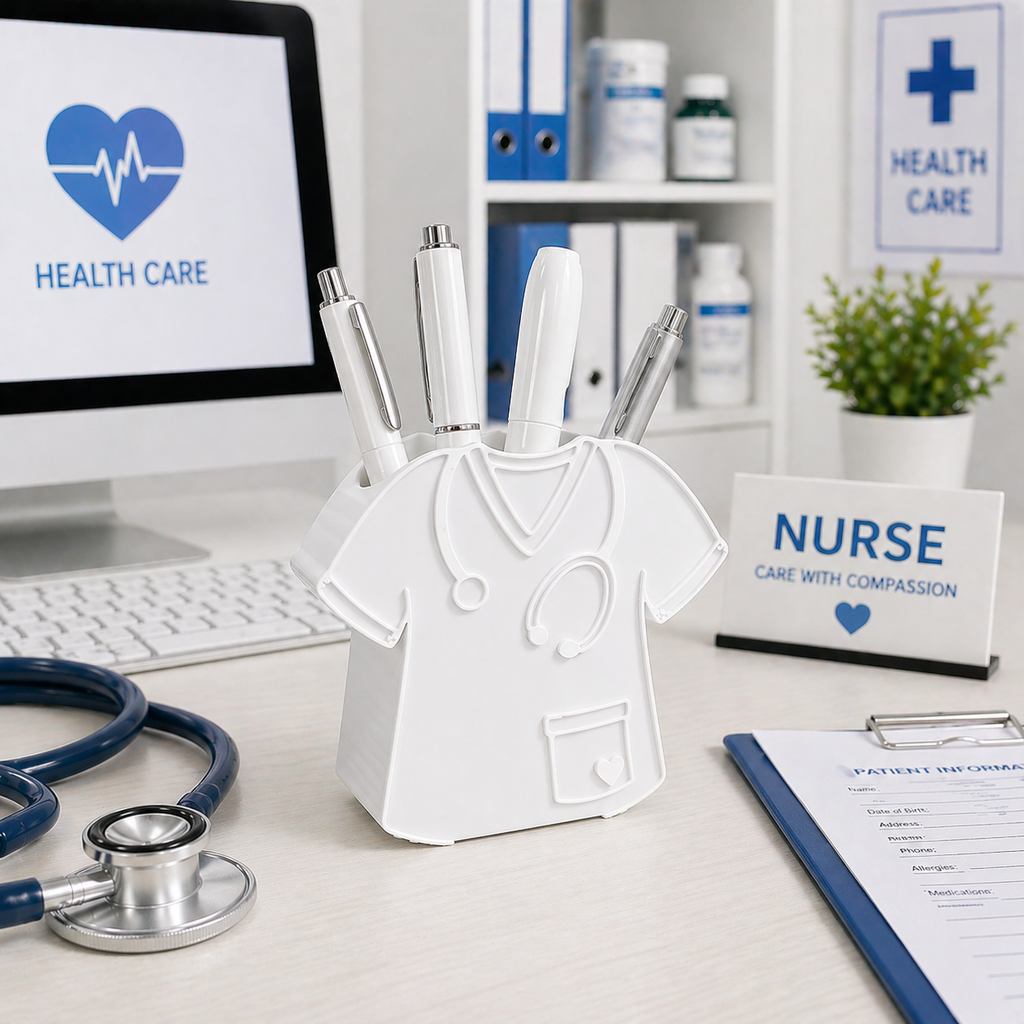 Nurse Scrub Pen Holder – Cute Desk Organizer for Healthcare Professionals