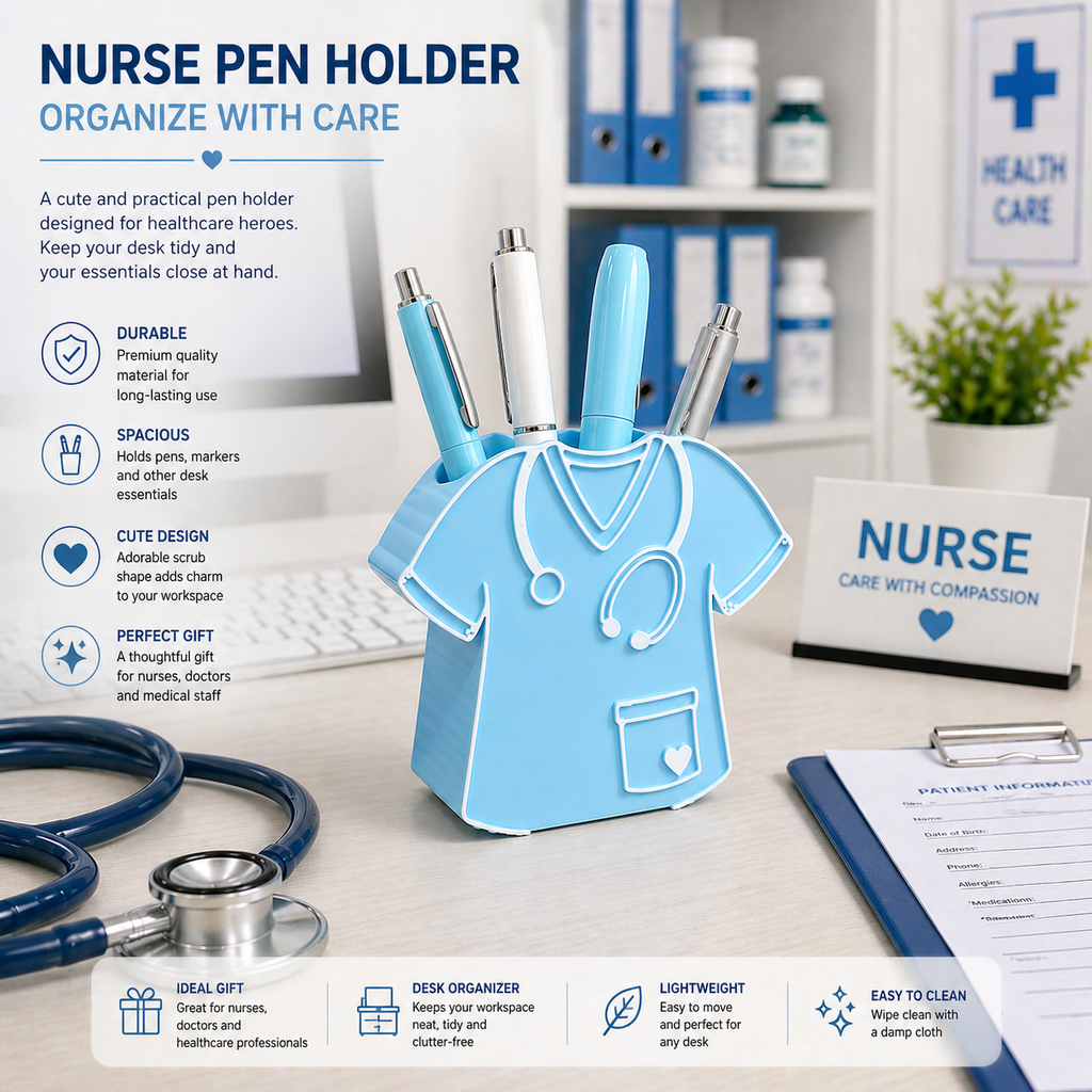 Nurse Scrub Pen Holder – Cute Desk Organizer for Healthcare Professionals