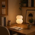 AuraGlow Modern Ribbed Table Lamp with Stand | Warm White LED | 1-Year Warranty