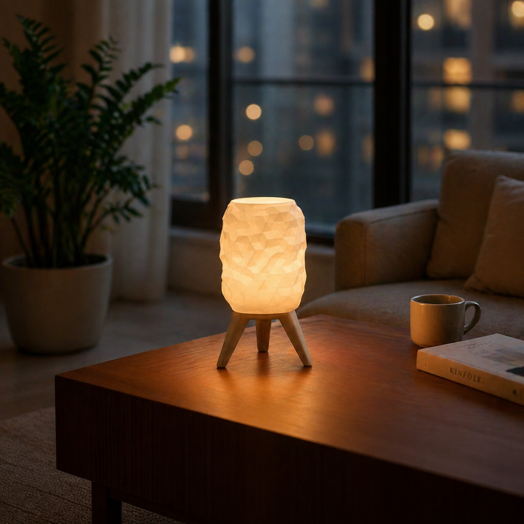 AuraGlow CrystalForm Table Lamp with Stand | Warm White LED | 1-Year Warranty | Premium Home Decor Light