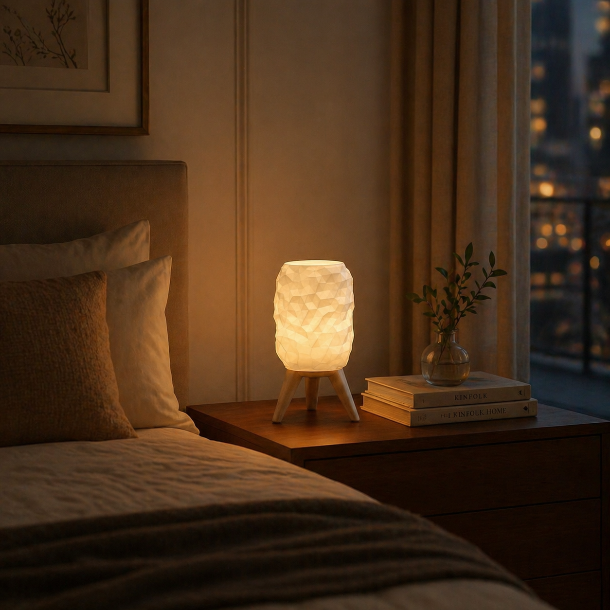 AuraGlow CrystalForm Table Lamp with Stand | Warm White LED | 1-Year Warranty | Premium Home Decor Light