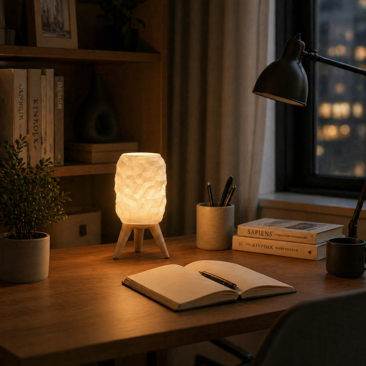 AuraGlow CrystalForm Table Lamp with Stand | Warm White LED | 1-Year Warranty | Premium Home Decor Light