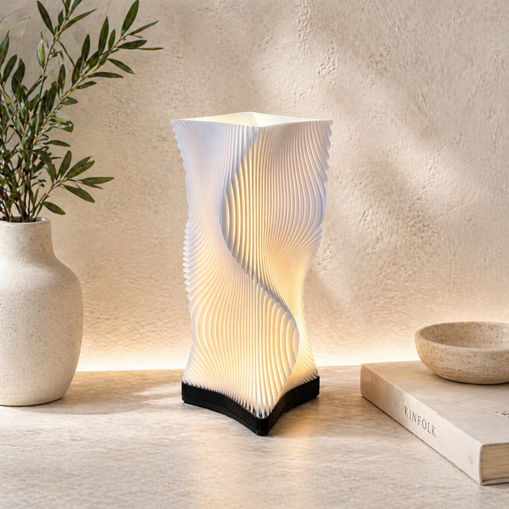 AuraGlow Sculptural Wave Table Lamp | Premium Modern Home Decor Light | 1-Year Warranty