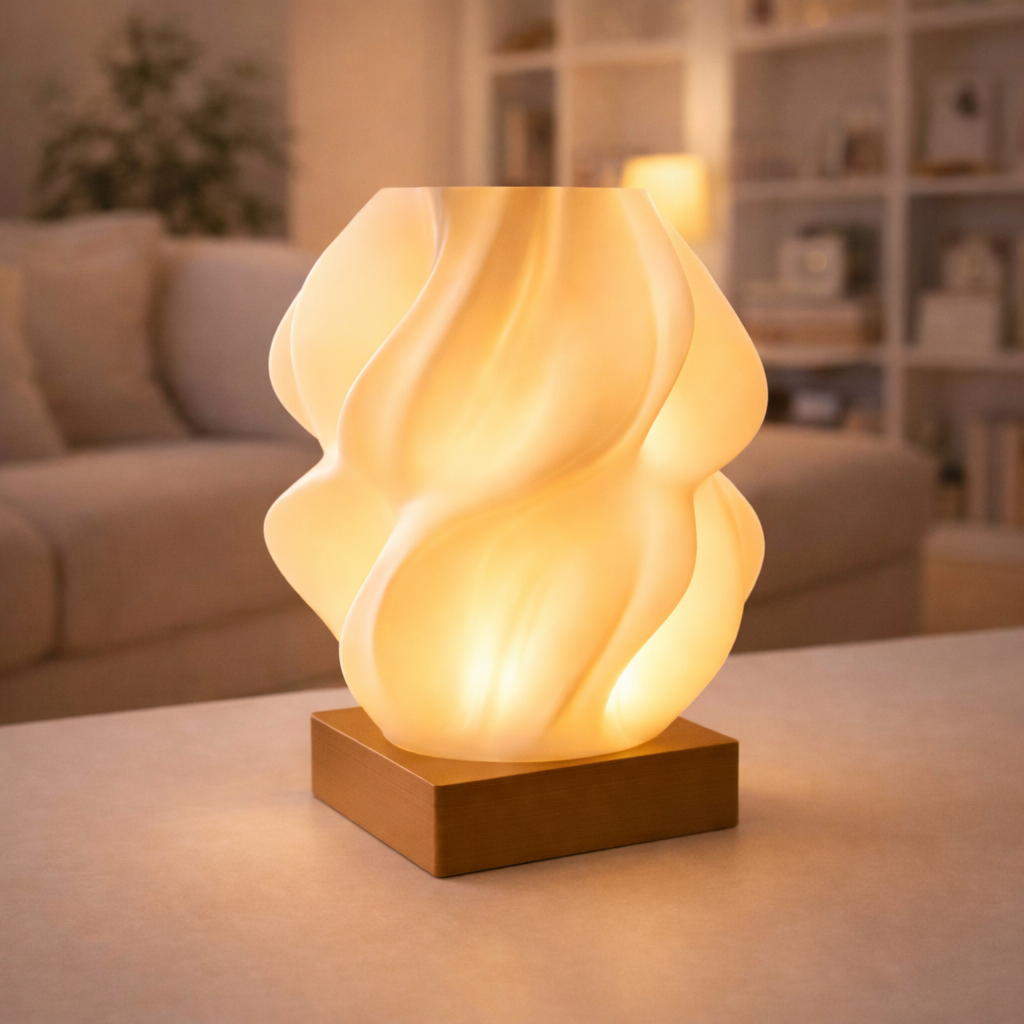 AuraGlow Sculptural Table Lamp – Warm Ambient Designer Bedside & Desk Light