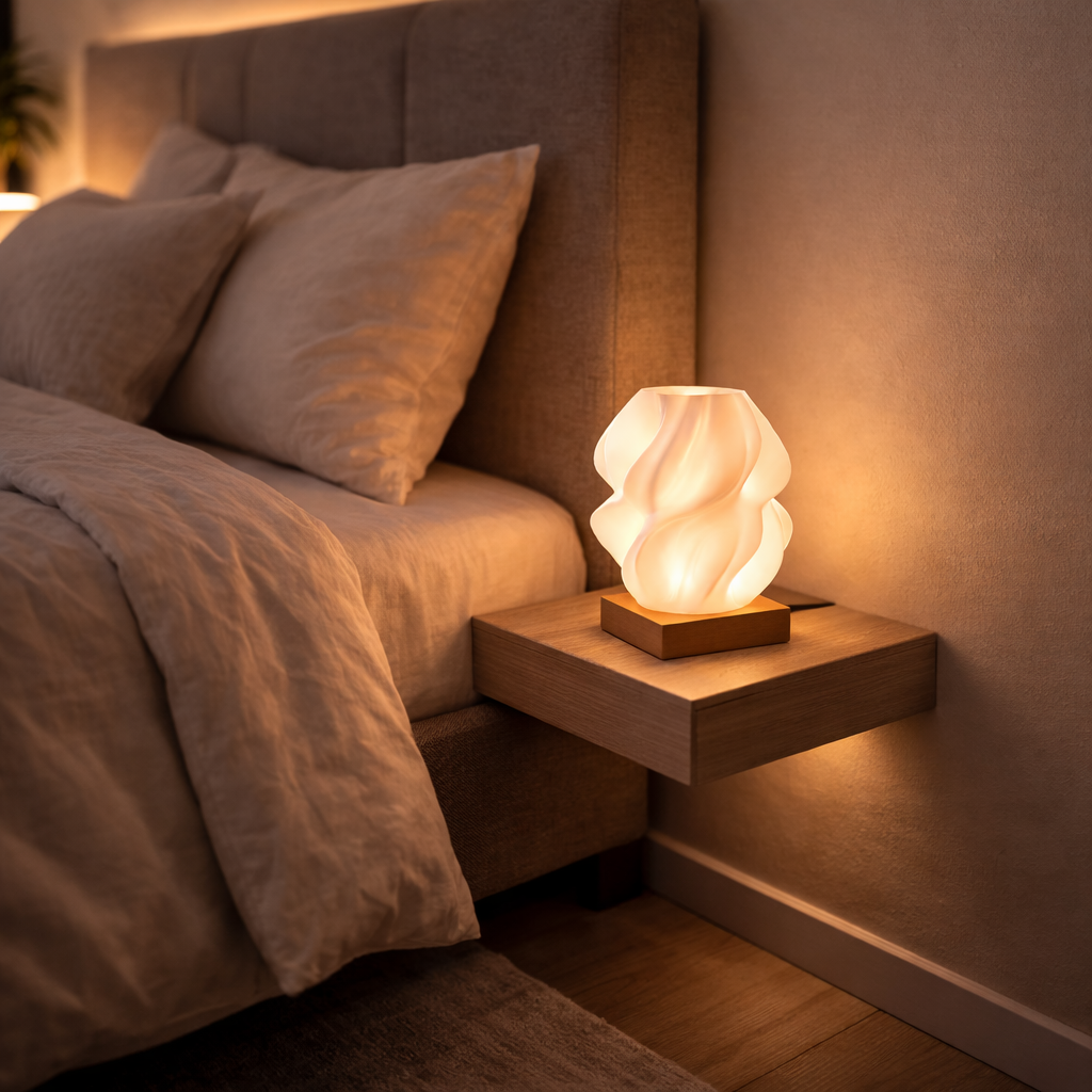 AuraGlow Sculptural Table Lamp – Warm Ambient Designer Bedside & Desk Light