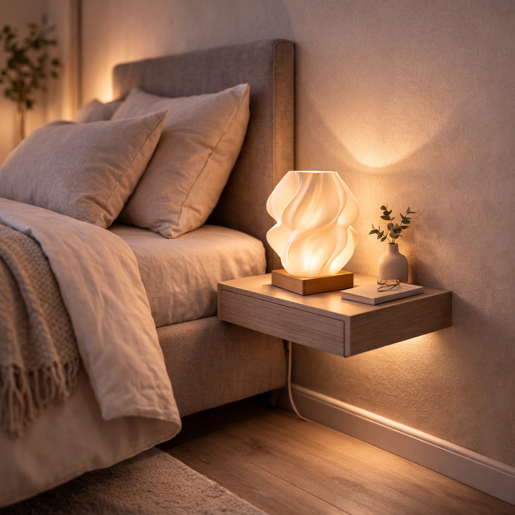 AuraGlow Sculptural Table Lamp – Warm Ambient Designer Bedside & Desk Light