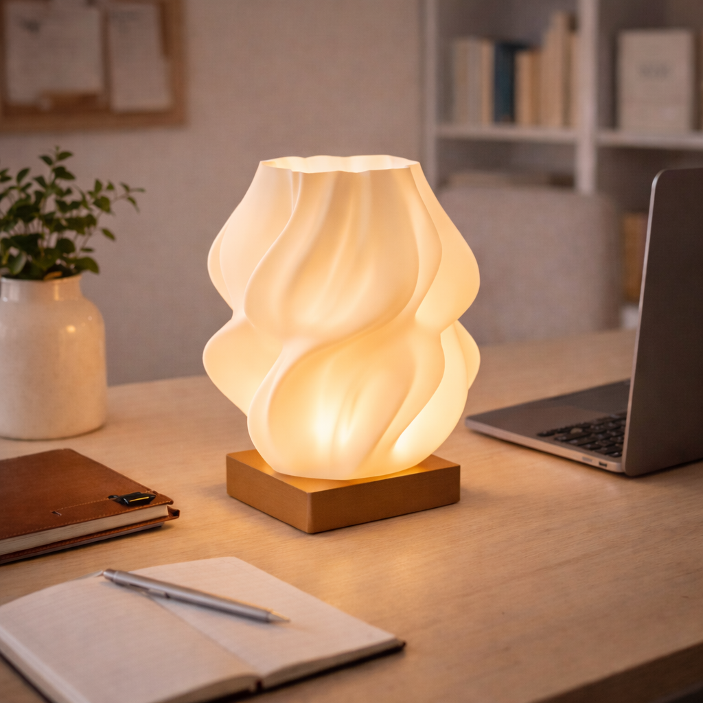 AuraGlow Sculptural Table Lamp – Warm Ambient Designer Bedside & Desk Light