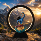 Lord Shiva LED Ring Lamp | 3D Printed Mahadev Statue with Light Ring
