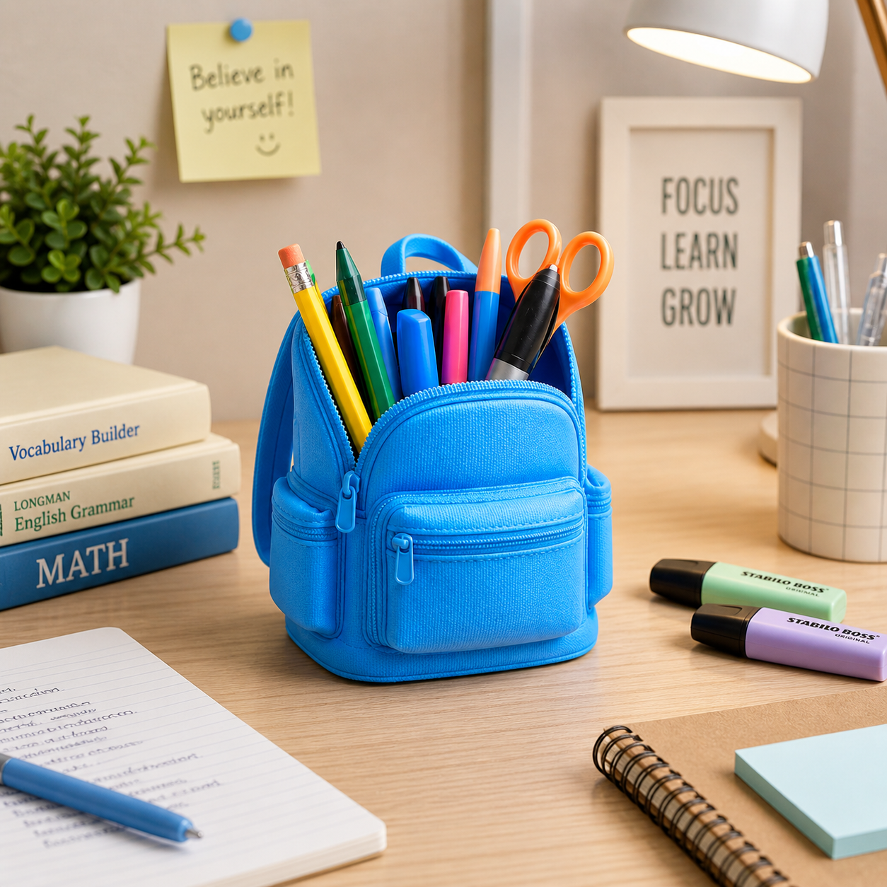 BackPack-Style Pen Holder | Mini School Bag Desk Organizer