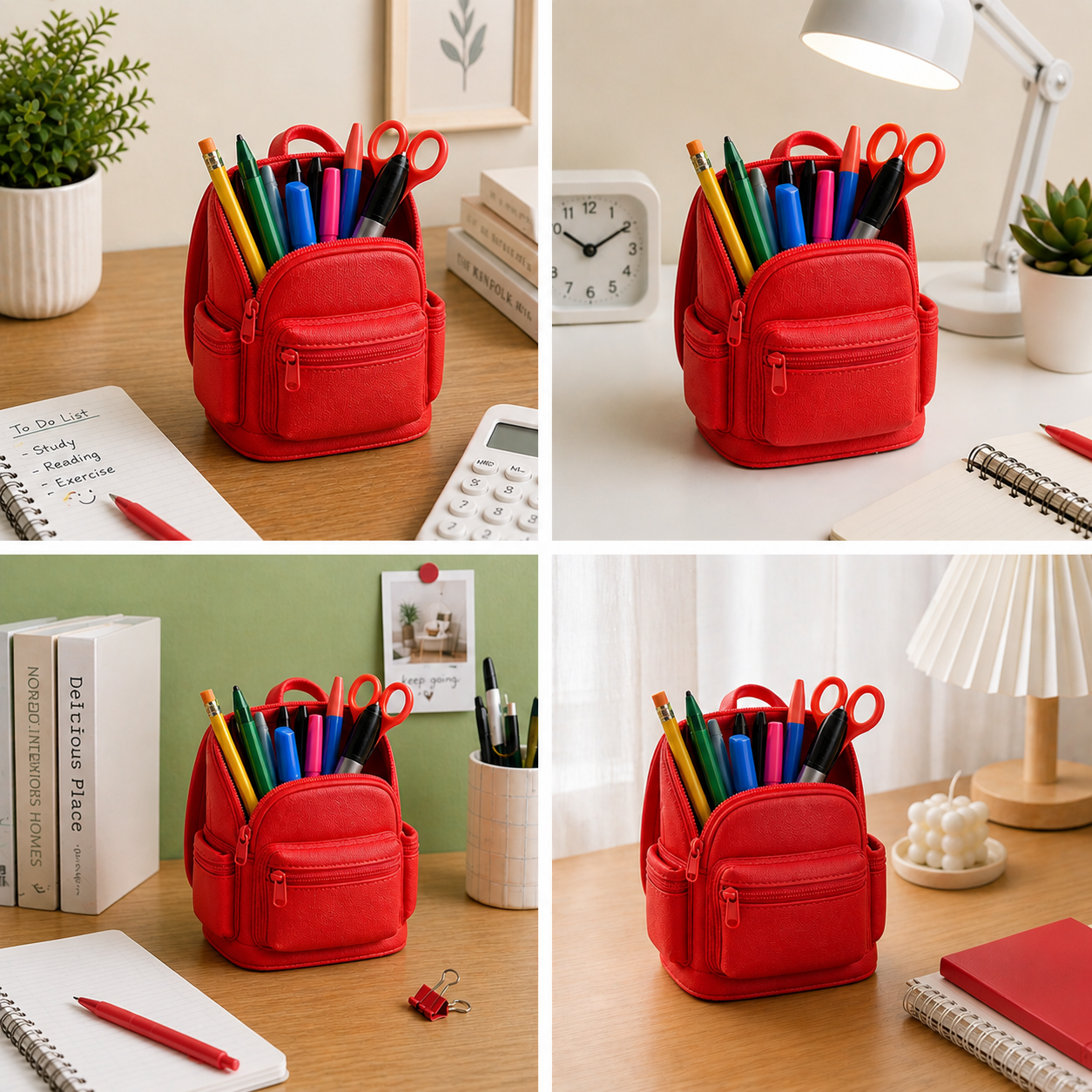 BackPack-Style Pen Holder | Mini School Bag Desk Organizer