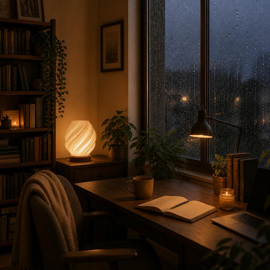 AuraGlow Spiral Table Lamp | Warm White LED | 1-Year Warranty | Premium Home Decor Light