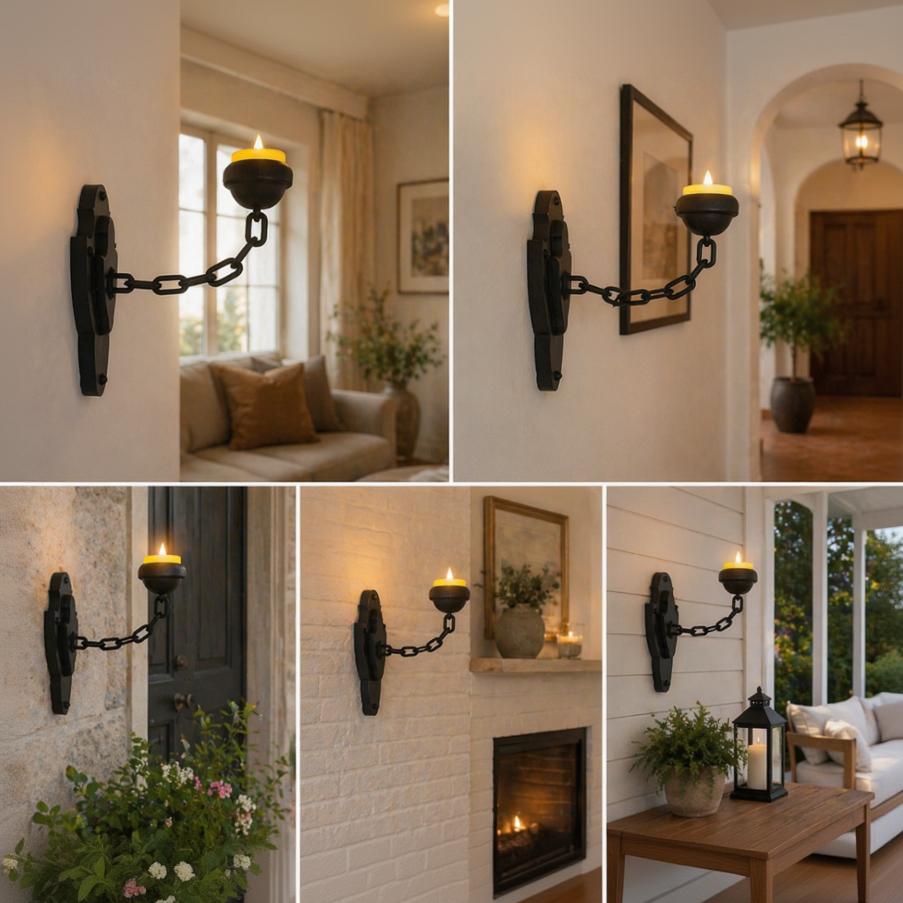 Vintage Chain Wall Sconce Candle Holder