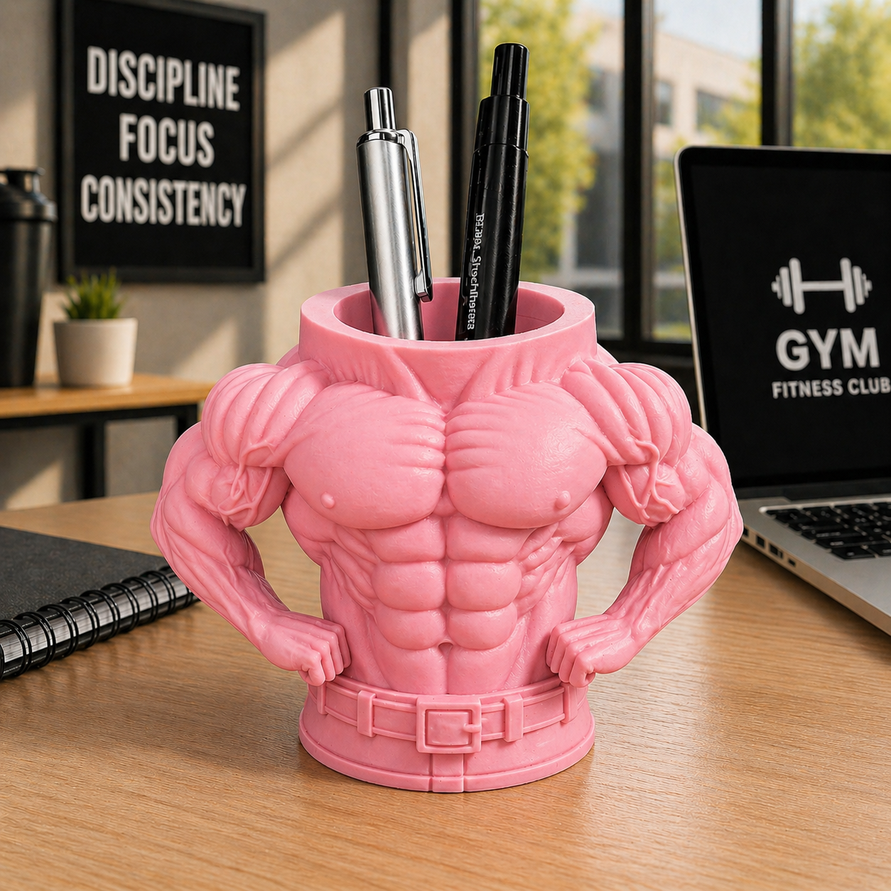 Male Bodybuilder Style Pen Holder Desk Organizer