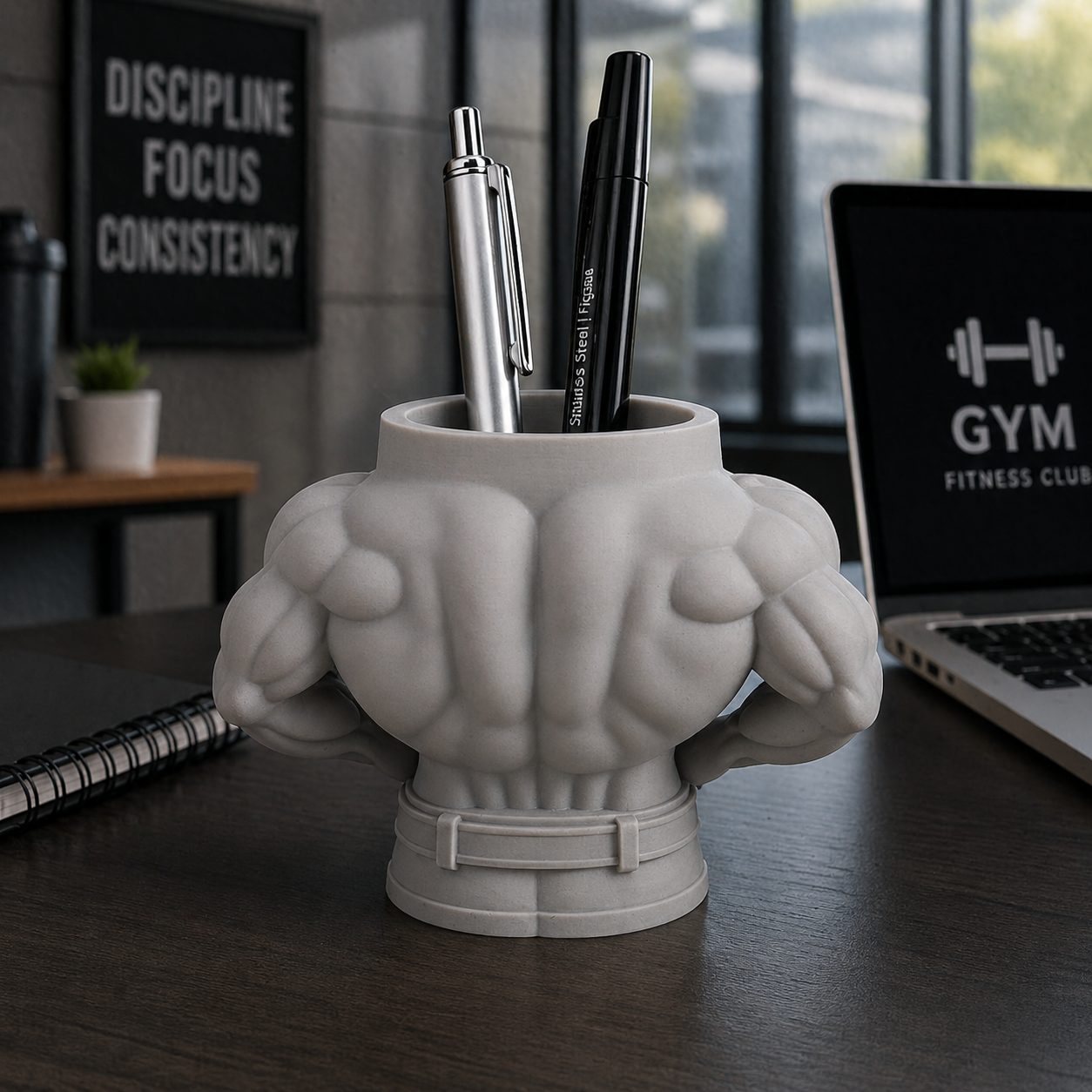Male Bodybuilder Style Pen Holder Desk Organizer