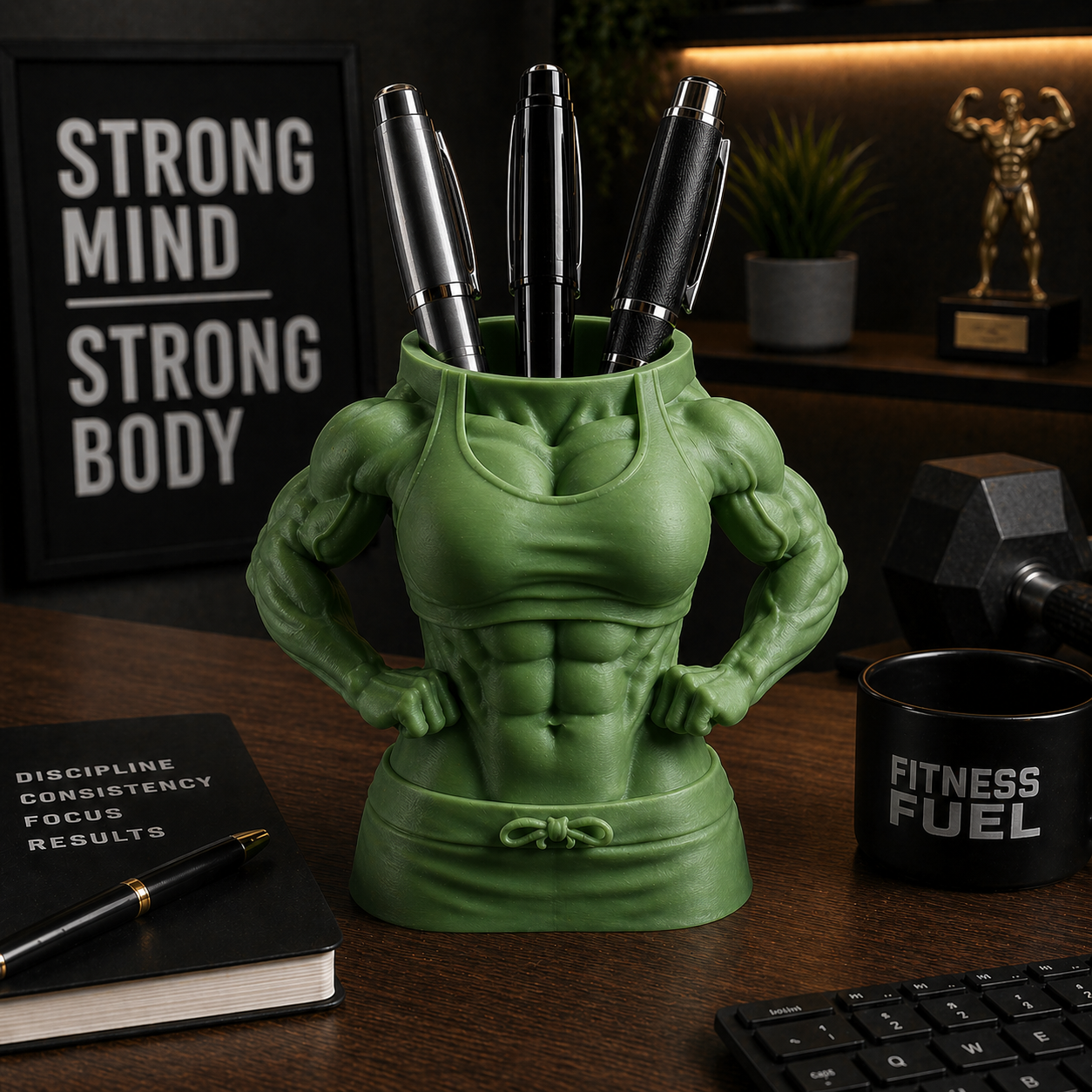 Female Bodybuilder Style Pen Holder Desk Organizer