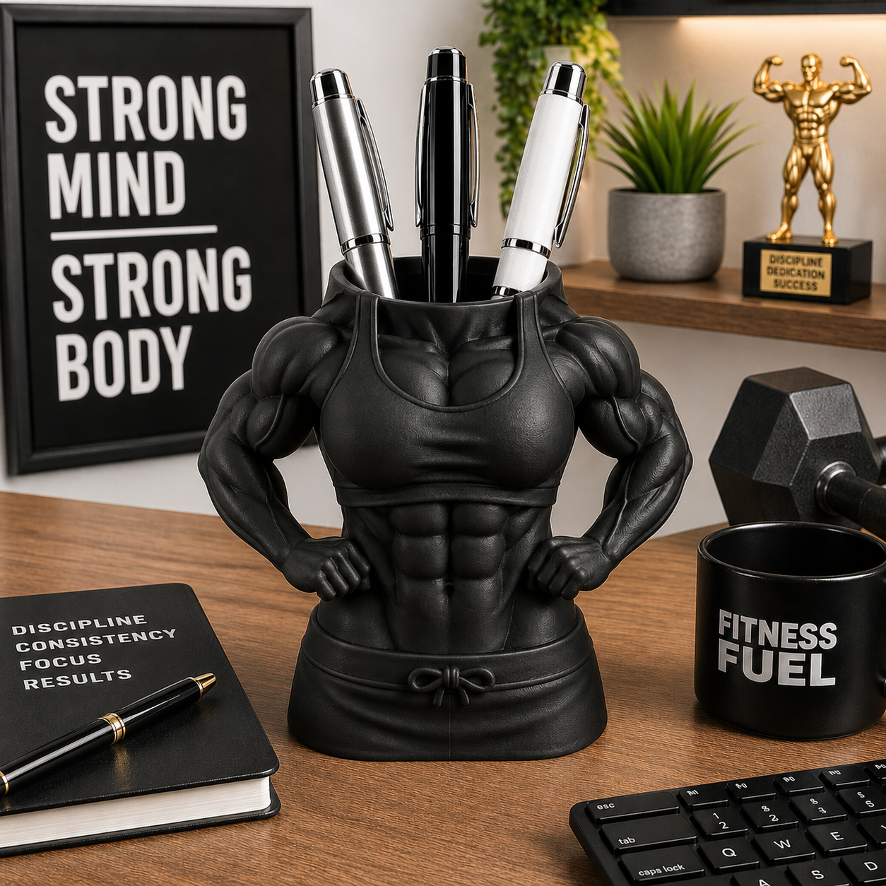 Female Bodybuilder Style Pen Holder Desk Organizer