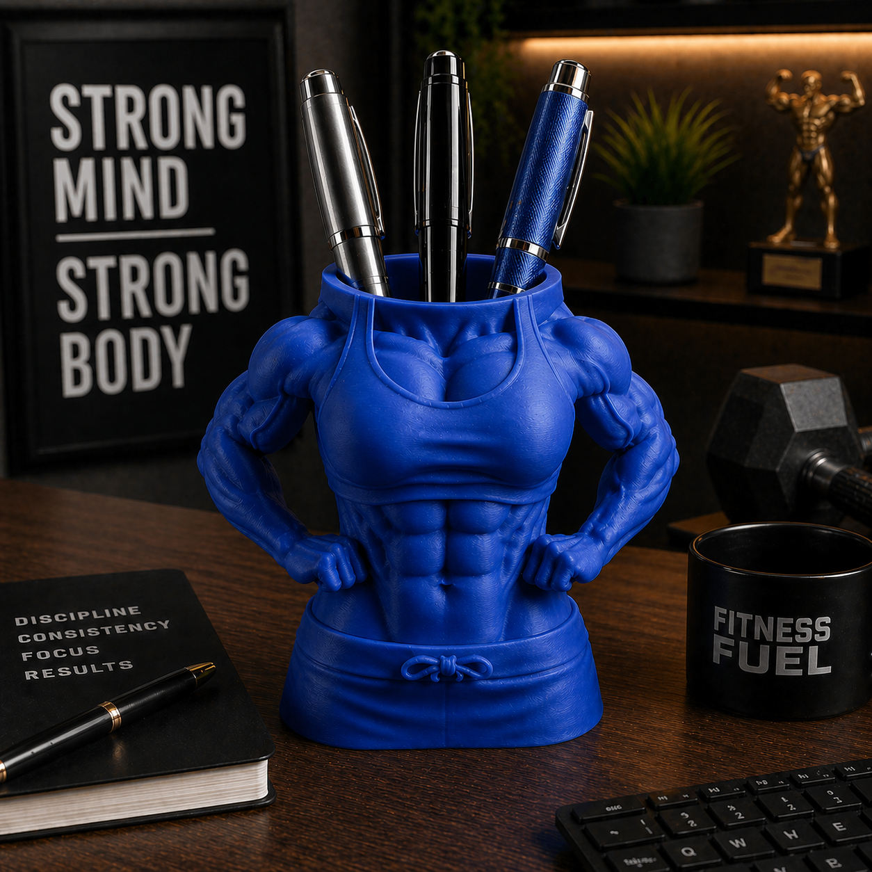 Female Bodybuilder Style Pen Holder Desk Organizer