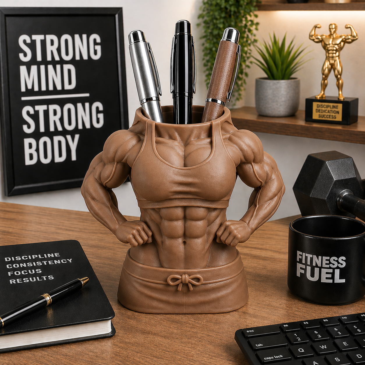 Female Bodybuilder Style Pen Holder Desk Organizer