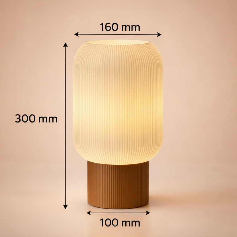 AuraGlow Modern Ribbed Table Lamp – Warm Ambient Designer Bedside & Desk Light