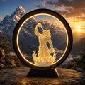 Lord Shiva LED Ring Lamp | 3D Printed Mahadev Statue with Light Ring
