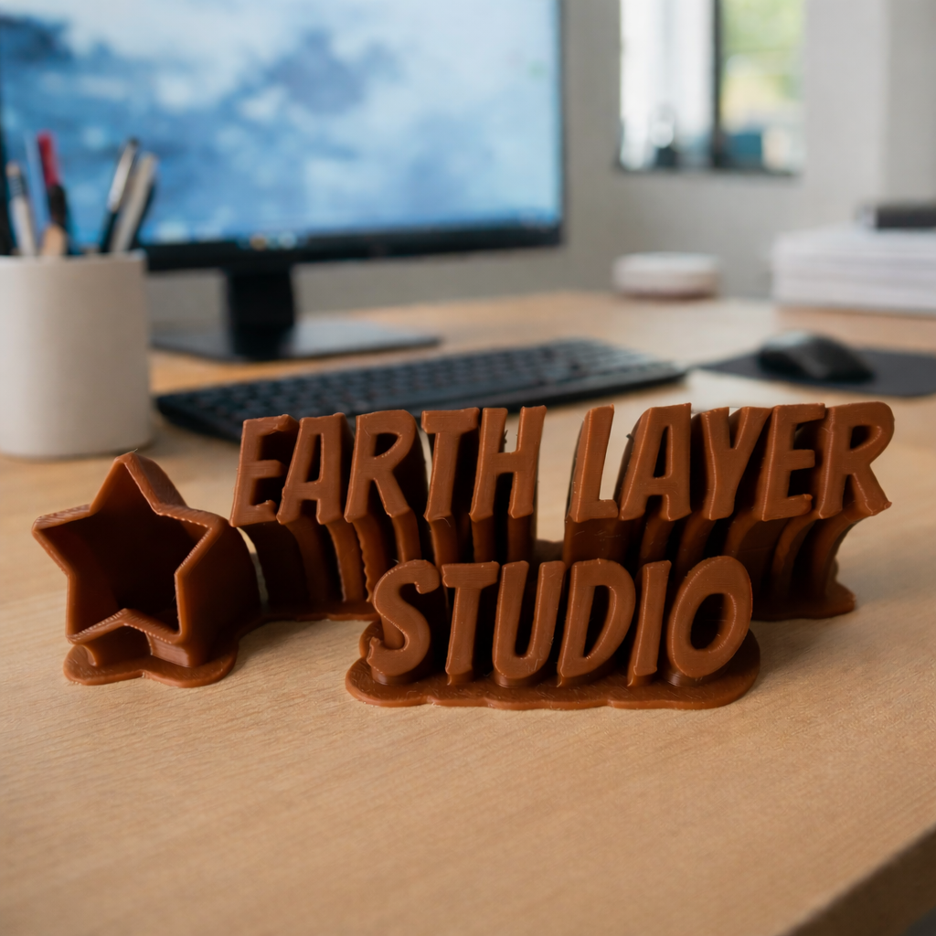 Custom Sweeping Name Plate – Personalized 3D Printed Desk Name Stand