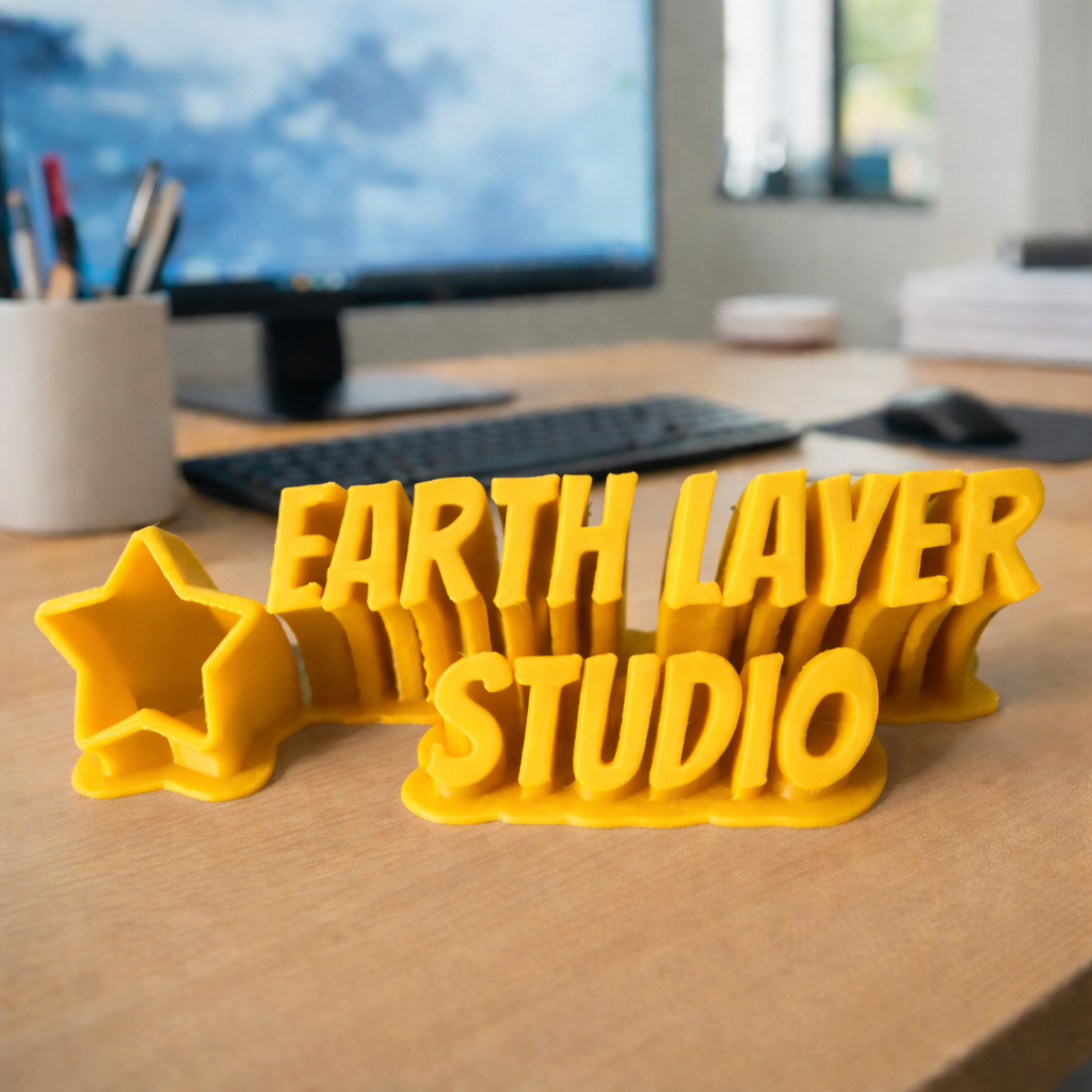 Custom Sweeping Name Plate – Personalized 3D Printed Desk Name Stand