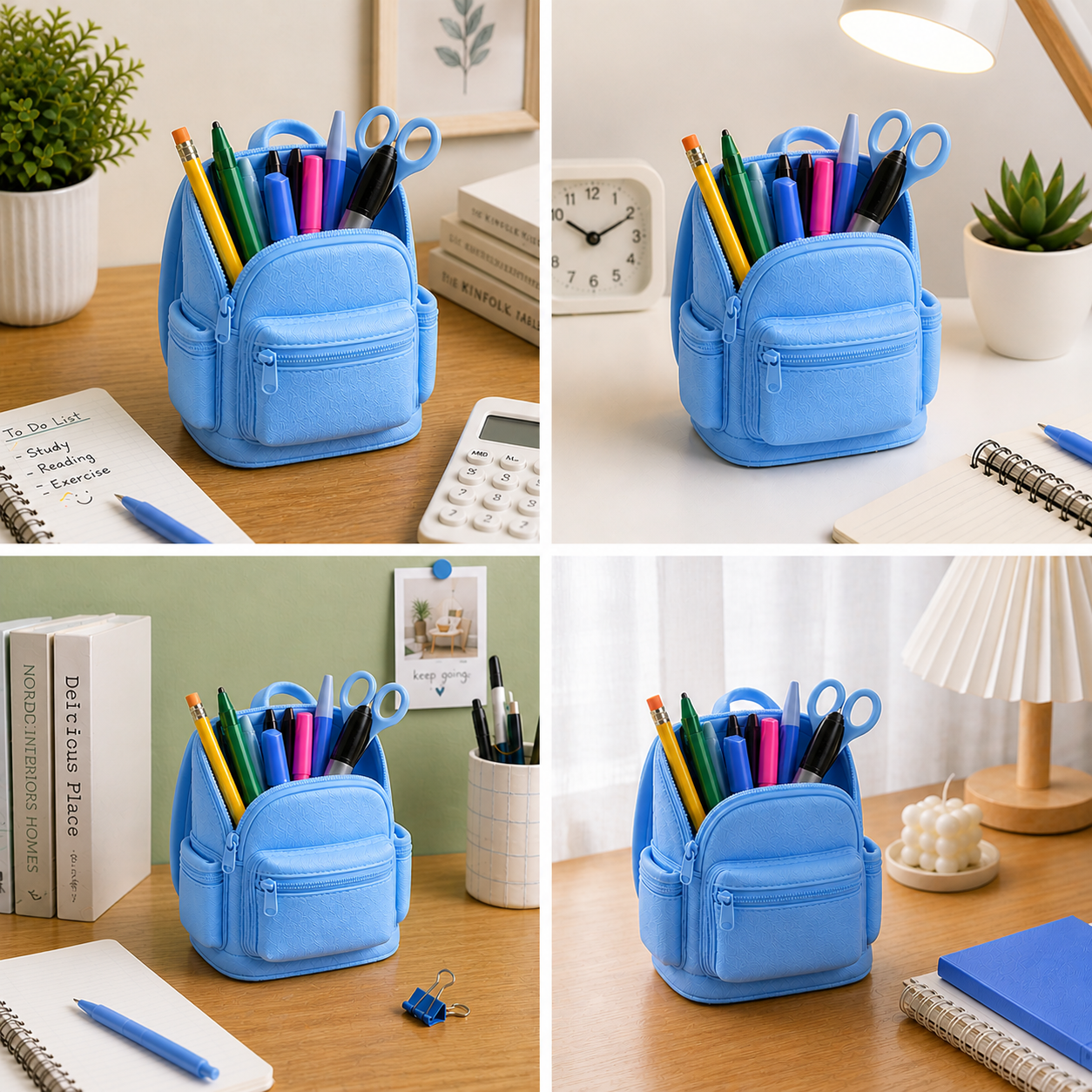 BackPack-Style Pen Holder | Mini School Bag Desk Organizer