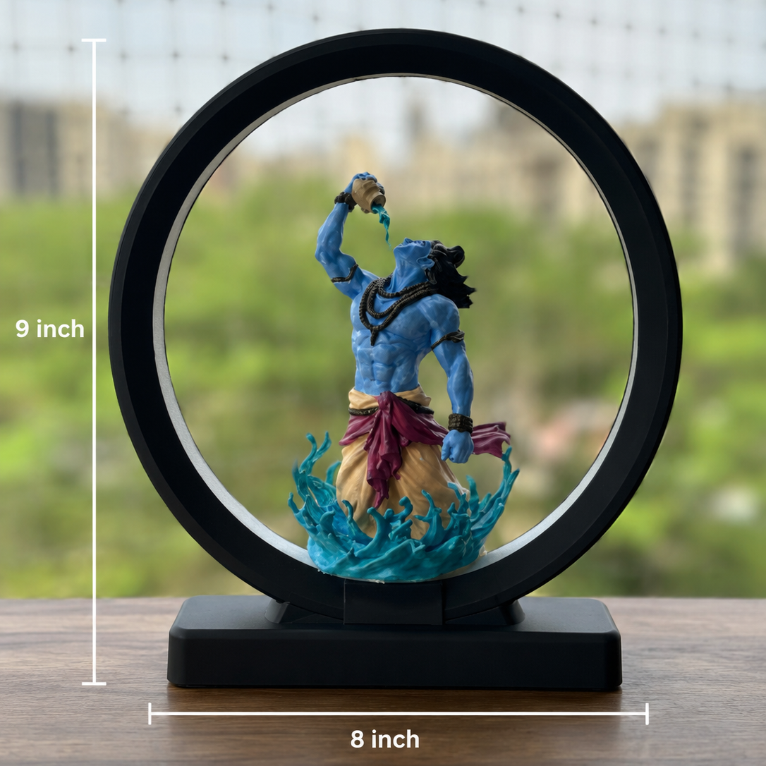 Lord Shiva LED Ring Lamp | 3D Printed Mahadev Statue with Light Ring
