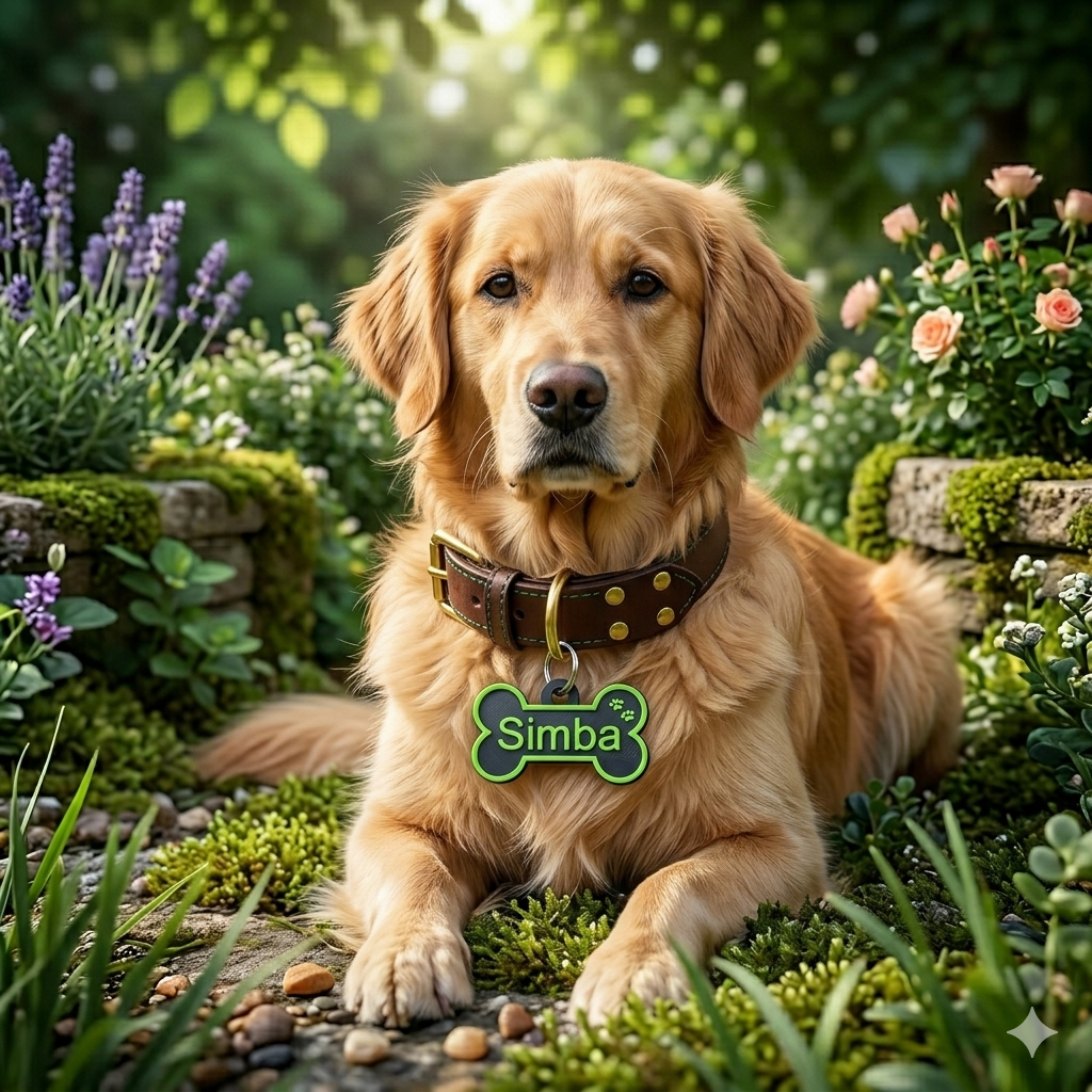 Personalized Double-Sided Dog Name Tag with Free Keychain