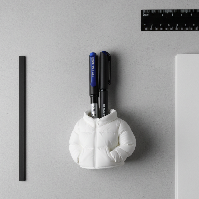 Puff Jacket-Style Pen Holder Desk Organizer